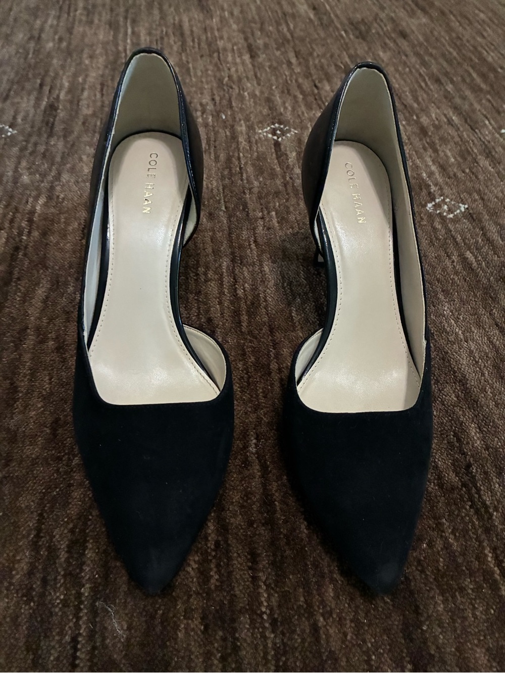 Cole Haan Rendon Pump II Black Suede Pointed D'Orsay Pumps